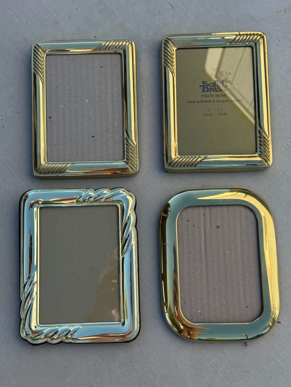 Lot of Vintage Solid Brass Frames (4) 5x7